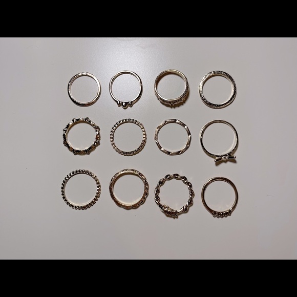 12 Gold Rings Set - Picture 1 of 3